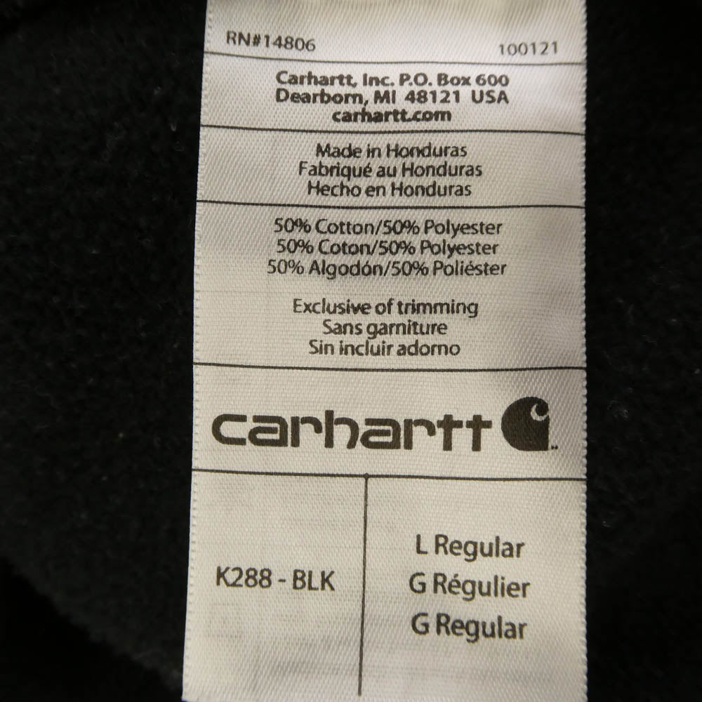 Carhartt カーハート K288-BLK MIDWEIGHT LOGO SLEEVE GRAPHIC ORIGINAL FIT アーム ロゴ スウェット パーカー フーディ ブラック系 L【中古】