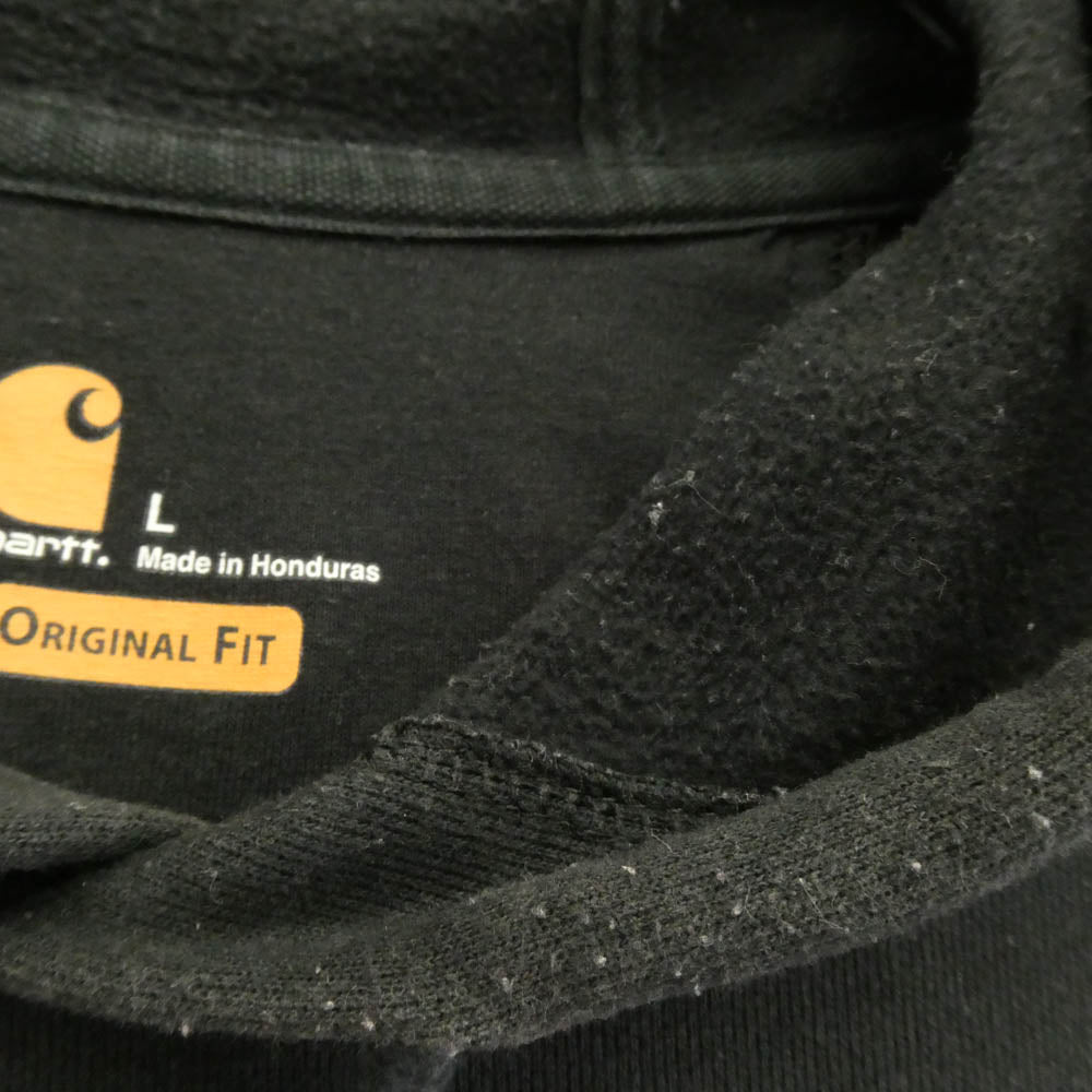 Carhartt カーハート K288-BLK MIDWEIGHT LOGO SLEEVE GRAPHIC ORIGINAL FIT アーム ロゴ スウェット パーカー フーディ ブラック系 L【中古】
