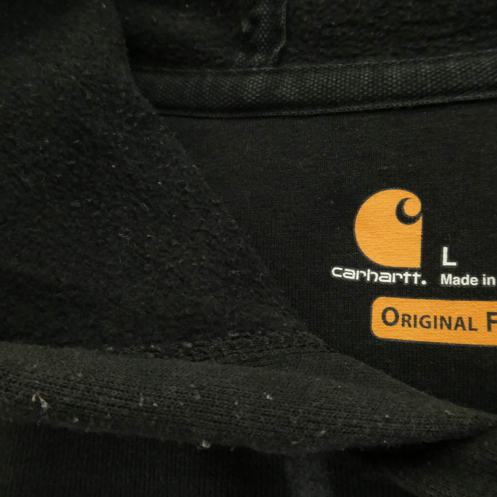 Carhartt カーハート K288-BLK MIDWEIGHT LOGO SLEEVE GRAPHIC ORIGINAL FIT アーム ロゴ スウェット パーカー フーディ ブラック系 L【中古】