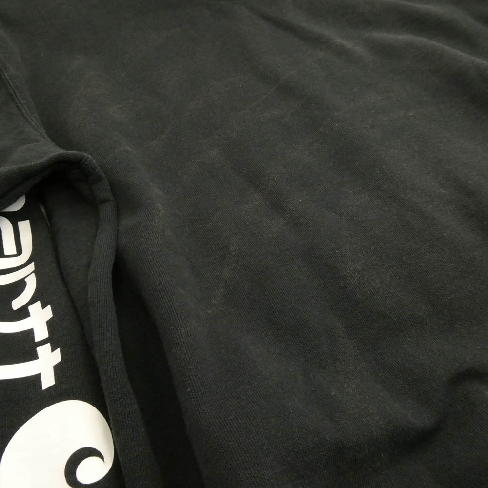 Carhartt カーハート K288-BLK MIDWEIGHT LOGO SLEEVE GRAPHIC ORIGINAL FIT アーム ロゴ スウェット パーカー フーディ ブラック系 L【中古】