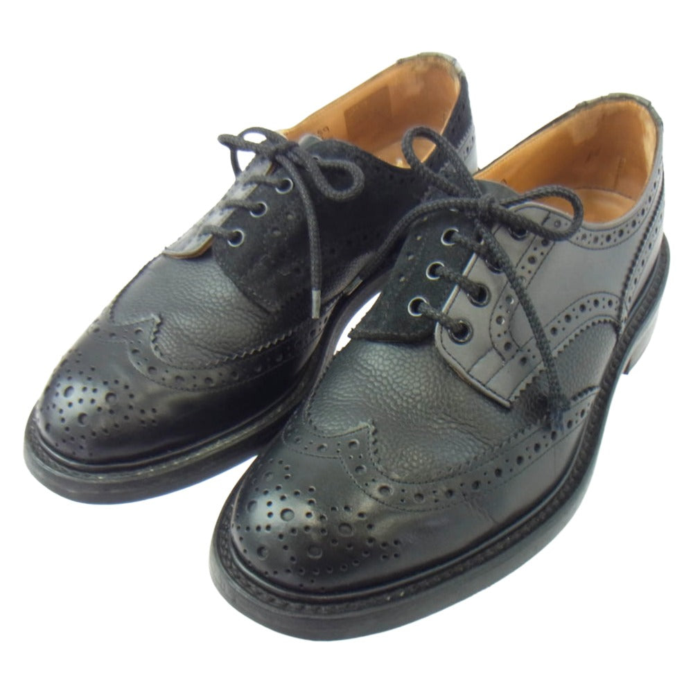 Tricker's トリッカーズ M7292 KESWICK ケズィック クレイジーパターン ウイングチップ レースアップ スエード レザー シューズ ブラック系 7.5【中古】