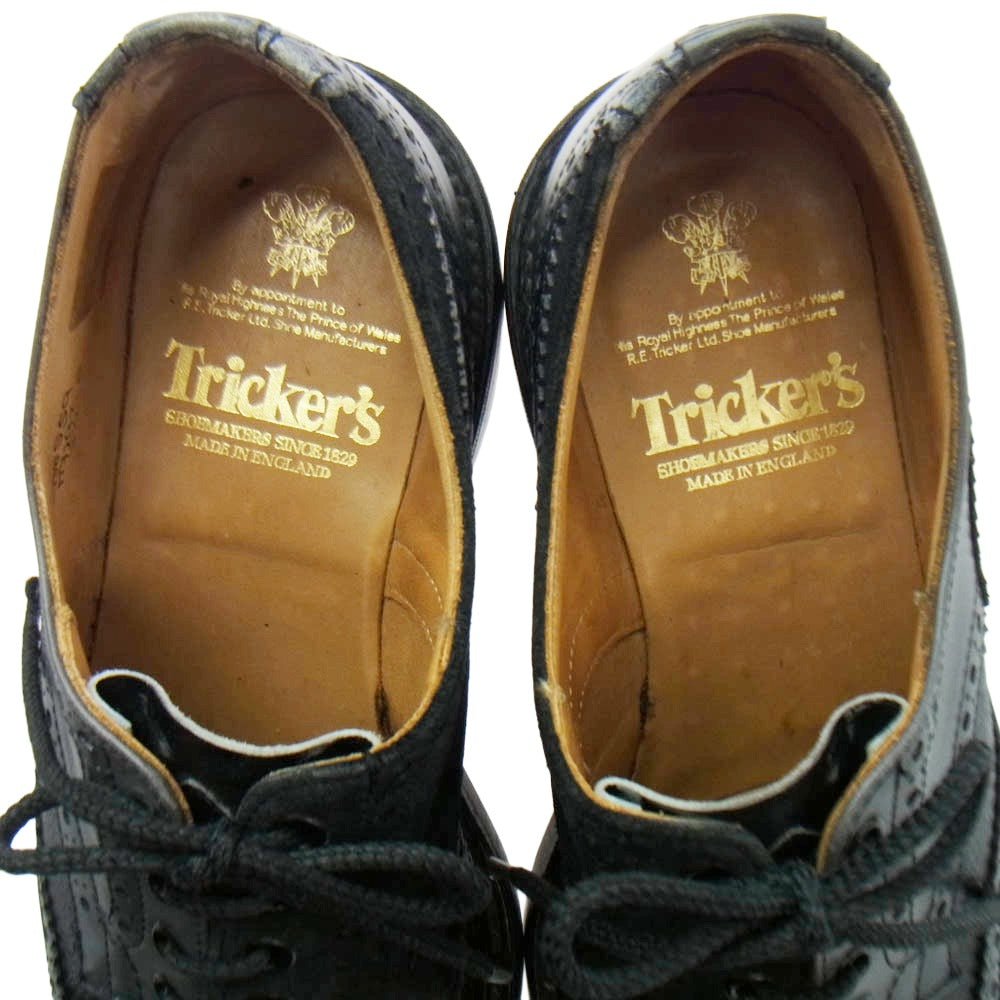 Tricker's トリッカーズ M7292 KESWICK ケズィック クレイジーパターン ウイングチップ レースアップ スエード レザー シューズ ブラック系 7.5【中古】