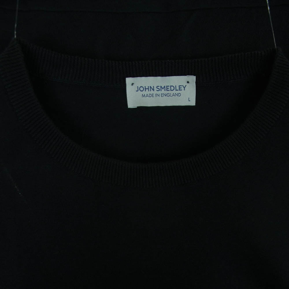 JOHN SMEDLEY ジョンスメドレー イングランド製 シーアイランドコットン 半袖 ハイゲージ ニット ブラック系 L【中古】