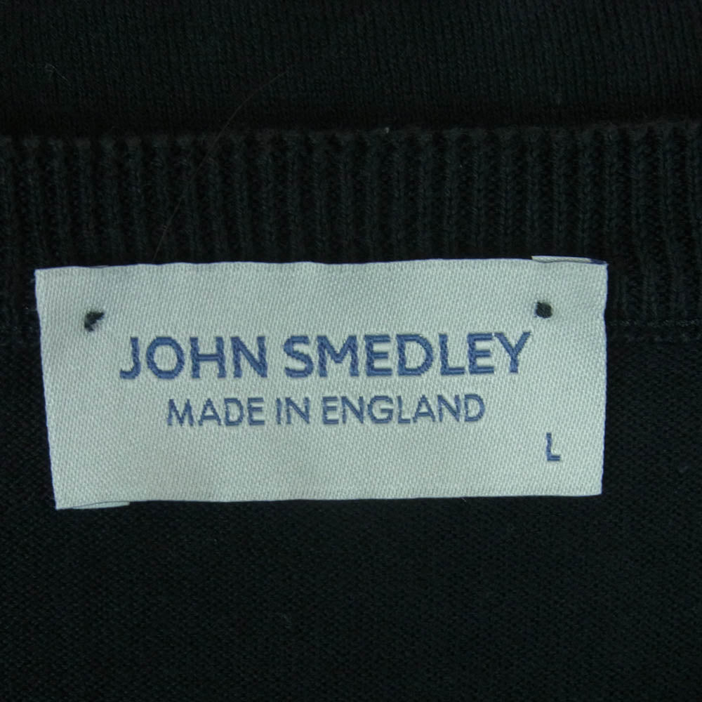 JOHN SMEDLEY ジョンスメドレー イングランド製 シーアイランドコットン 半袖 ハイゲージ ニット ブラック系 L【中古】