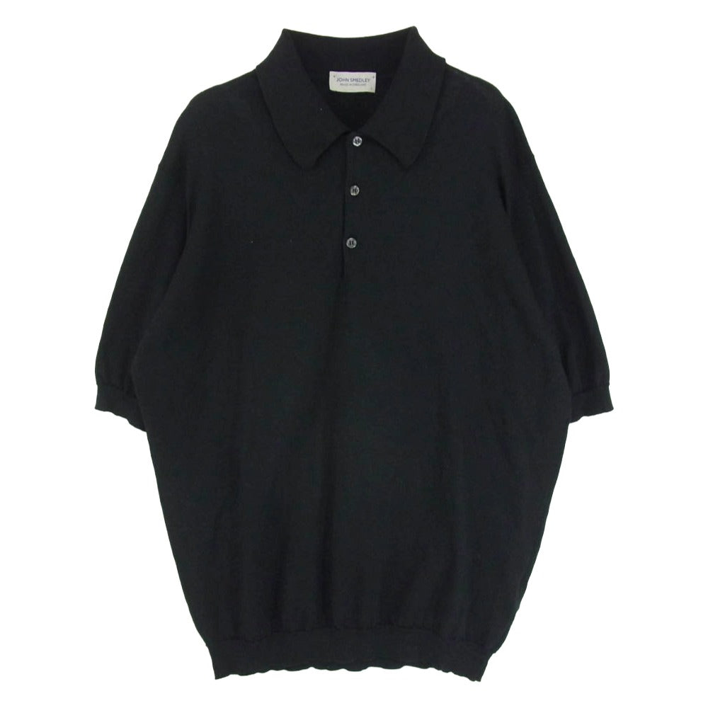 JOHN SMEDLEY ジョンスメドレー イングランド製 ウール 半袖 ポロシャツ ブラック系 L【中古】