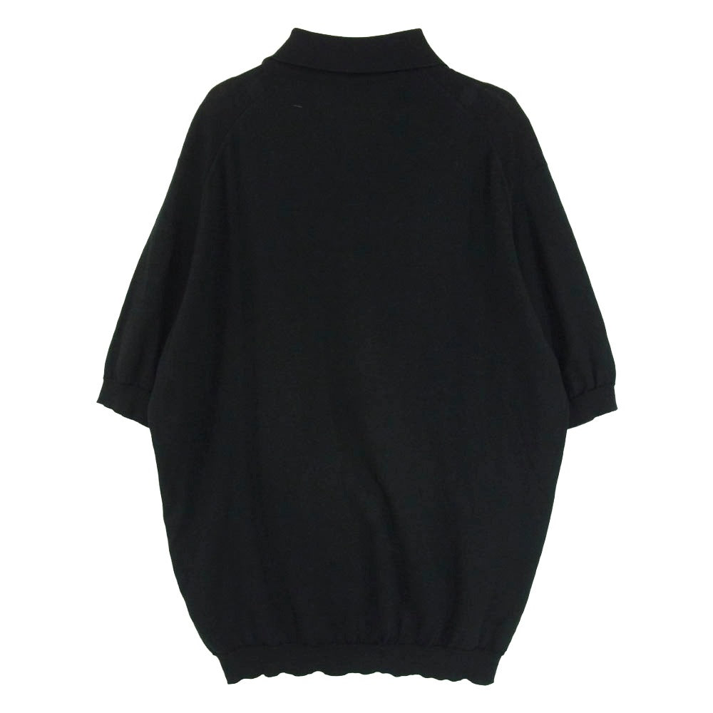 JOHN SMEDLEY ジョンスメドレー イングランド製 ウール 半袖 ポロシャツ ブラック系 L【中古】