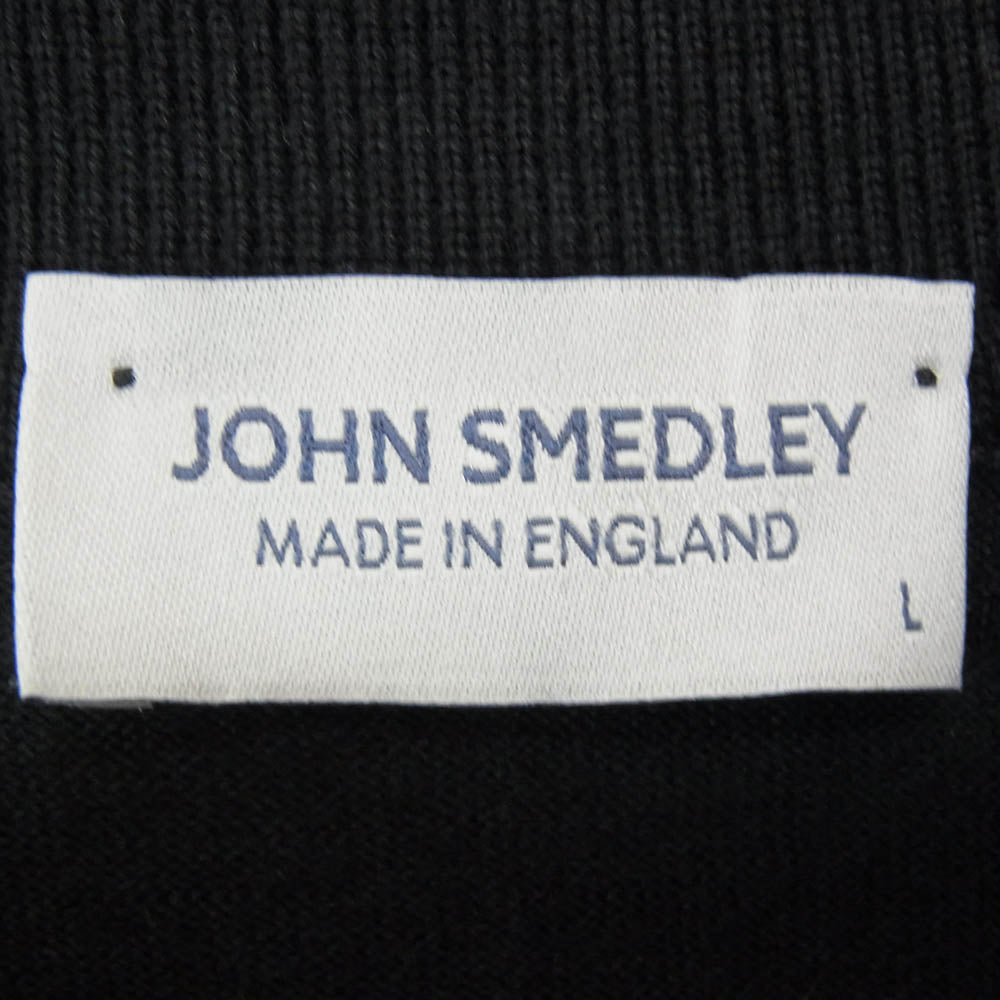 JOHN SMEDLEY ジョンスメドレー イングランド製 ウール 半袖 ポロシャツ ブラック系 L【中古】