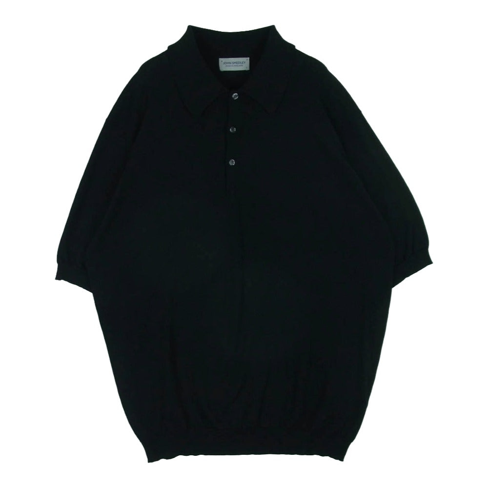 JOHN SMEDLEY ジョンスメドレー イングランド製 ウール 半袖 ポロシャツ ブラック系 L【中古】