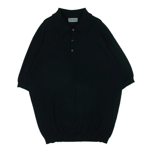 JOHN SMEDLEY ジョンスメドレー イングランド製 ウール 半袖 ポロシャツ ブラック系 L【中古】