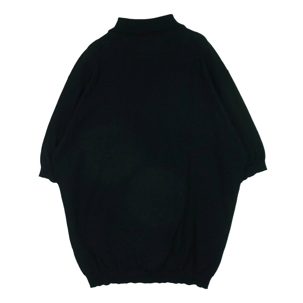 JOHN SMEDLEY ジョンスメドレー イングランド製 ウール 半袖 ポロシャツ ブラック系 L【中古】