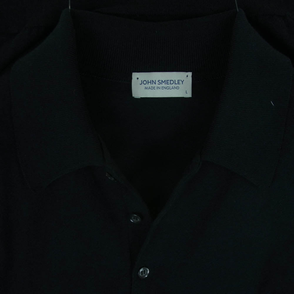 JOHN SMEDLEY ジョンスメドレー イングランド製 ウール 半袖 ポロシャツ ブラック系 L【中古】
