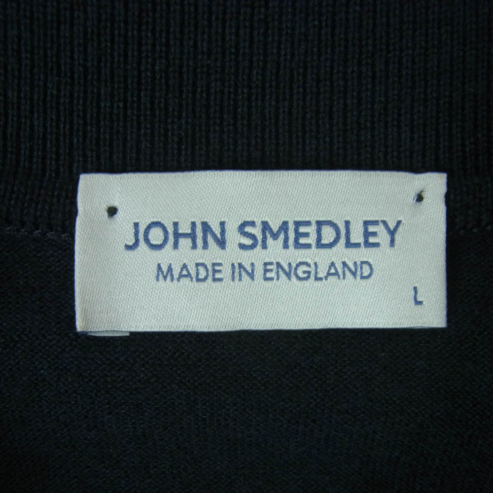 JOHN SMEDLEY ジョンスメドレー イングランド製 ウール 半袖 ポロシャツ ブラック系 L【中古】