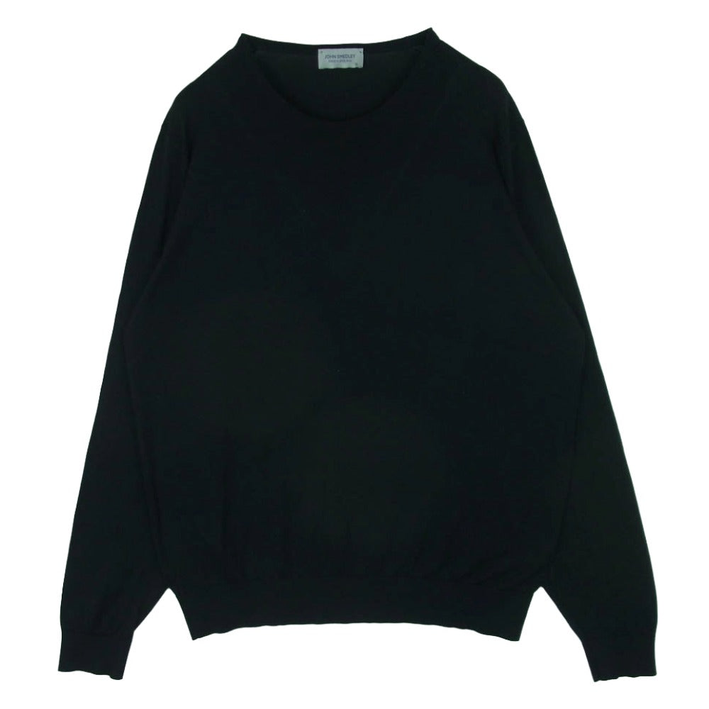 JOHN SMEDLEY ジョンスメドレー イングランド製 シーアイランドコットン 長袖 ハイゲージ ニット ブラック系 XL【中古】