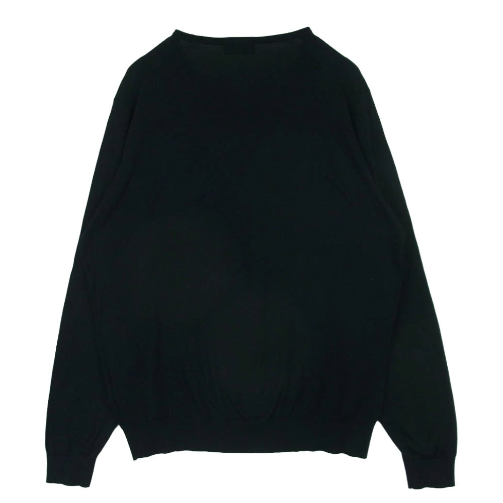 JOHN SMEDLEY ジョンスメドレー イングランド製 シーアイランドコットン 長袖 ハイゲージ ニット ブラック系 XL【中古】