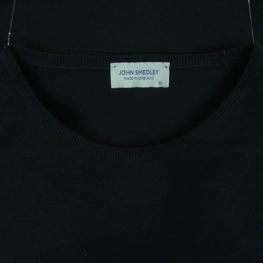 JOHN SMEDLEY ジョンスメドレー イングランド製 シーアイランドコットン 長袖 ハイゲージ ニット ブラック系 XL【中古】