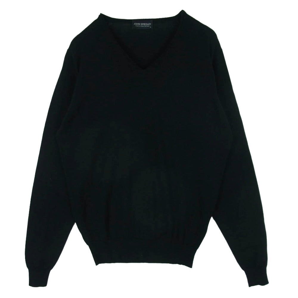 JOHN SMEDLEY ジョンスメドレー great britain ウール Vネック 長袖 ハイゲージ ニット ブラック系 M【中古】