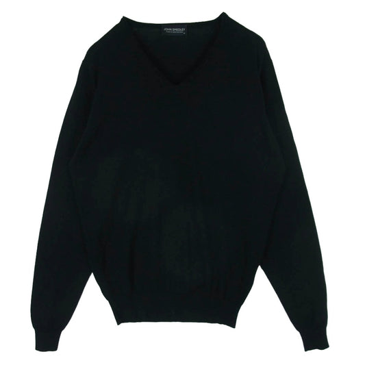 JOHN SMEDLEY ジョンスメドレー great britain ウール Vネック 長袖 ハイゲージ ニット ブラック系 M【中古】