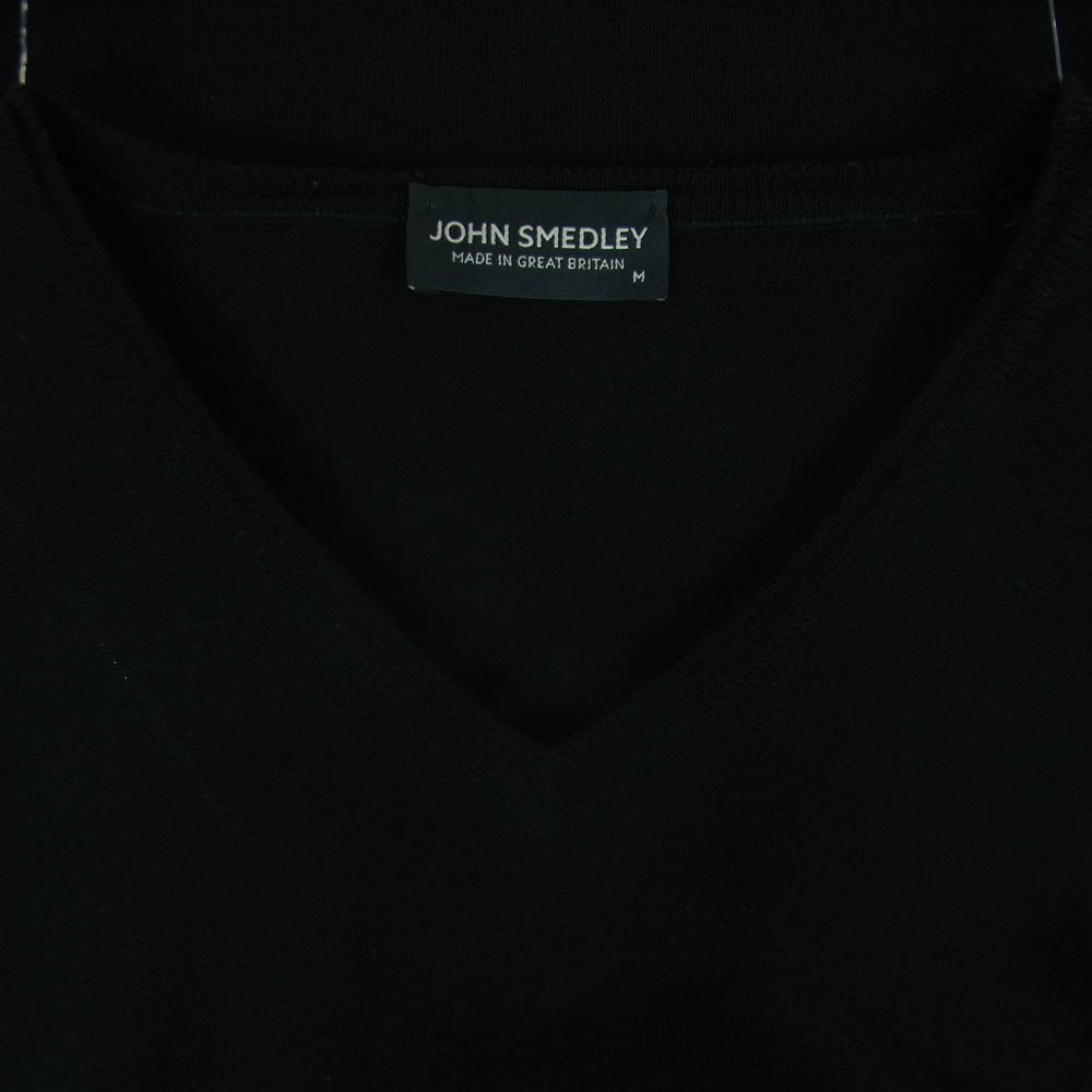 JOHN SMEDLEY ジョンスメドレー great britain ウール Vネック 長袖 ハイゲージ ニット ブラック系 M【中古】