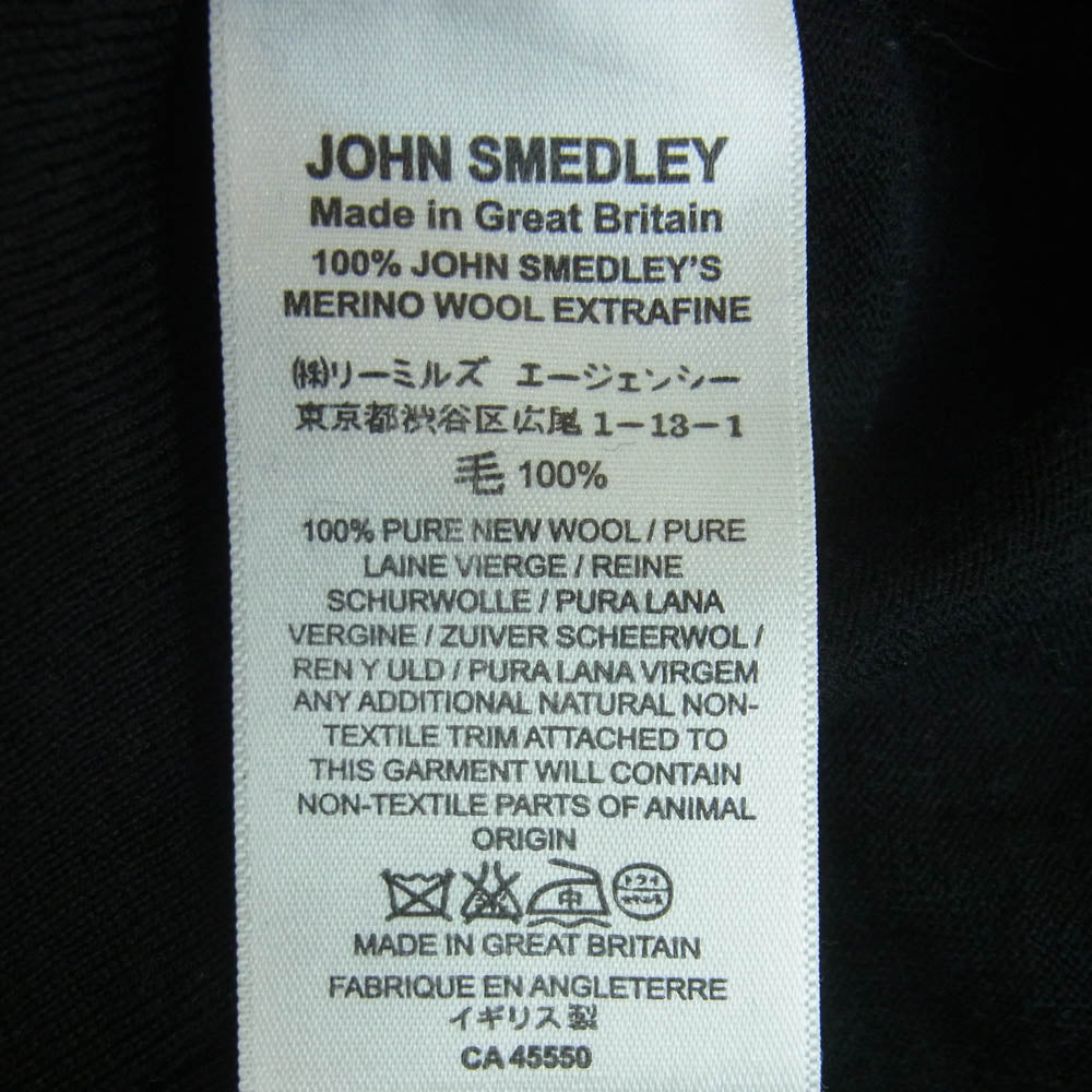 JOHN SMEDLEY ジョンスメドレー great britain ウール Vネック 長袖 ハイゲージ ニット ブラック系 M【中古】