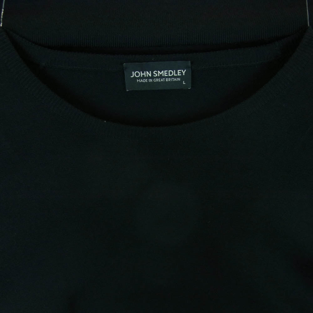 JOHN SMEDLEY ジョンスメドレー great britain ウール 長袖 ハイゲージ ニット ブラック系 L【中古】