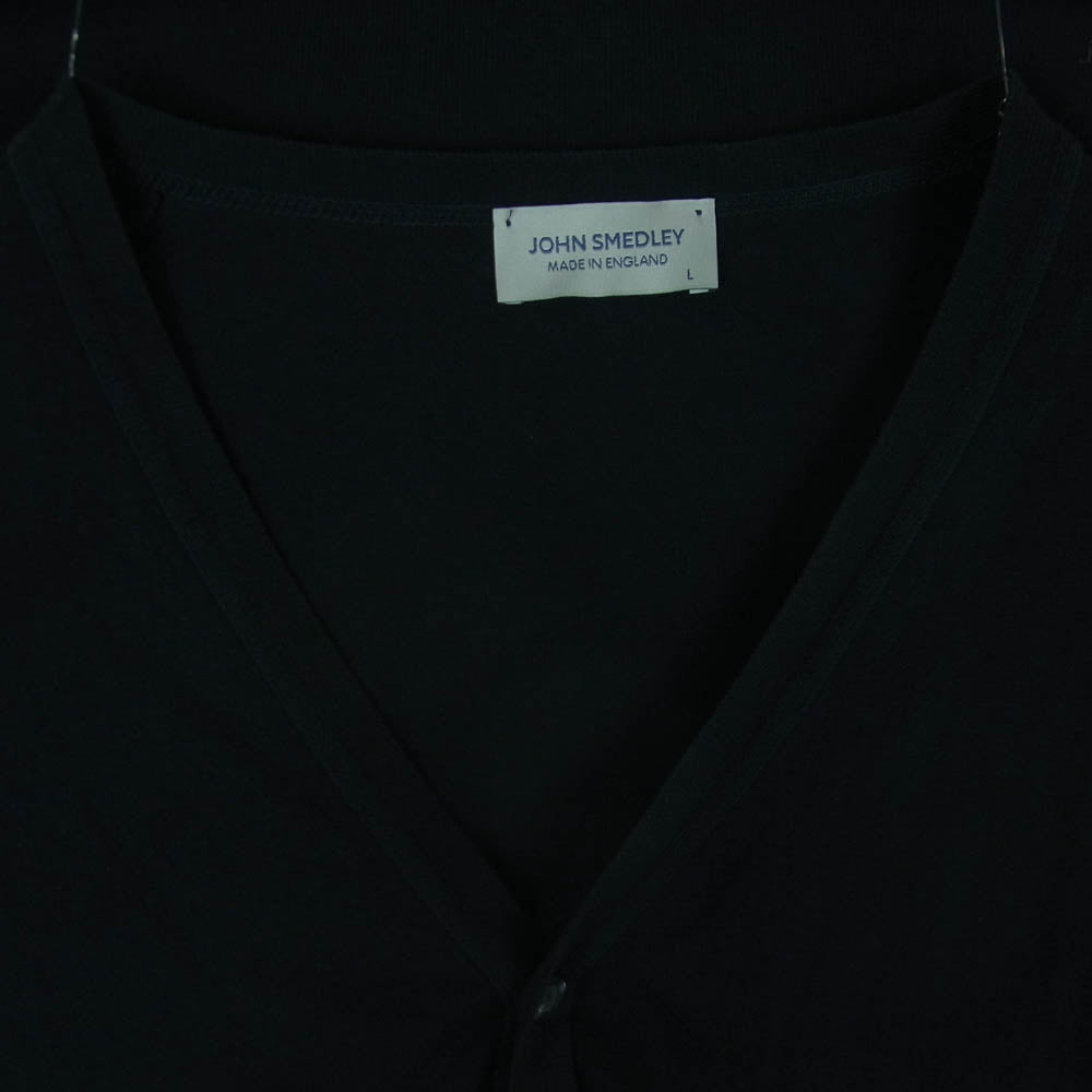 JOHN SMEDLEY ジョンスメドレー イングランド製 シーアイランドコットン カーディガン ブラック系 L【中古】