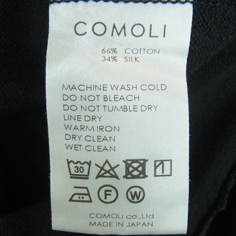 COMOLI コモリ 18SS M01-05007 コットン シルク 裏毛 ノースリーブ ベスト 日本製 ブラック系 2【中古】