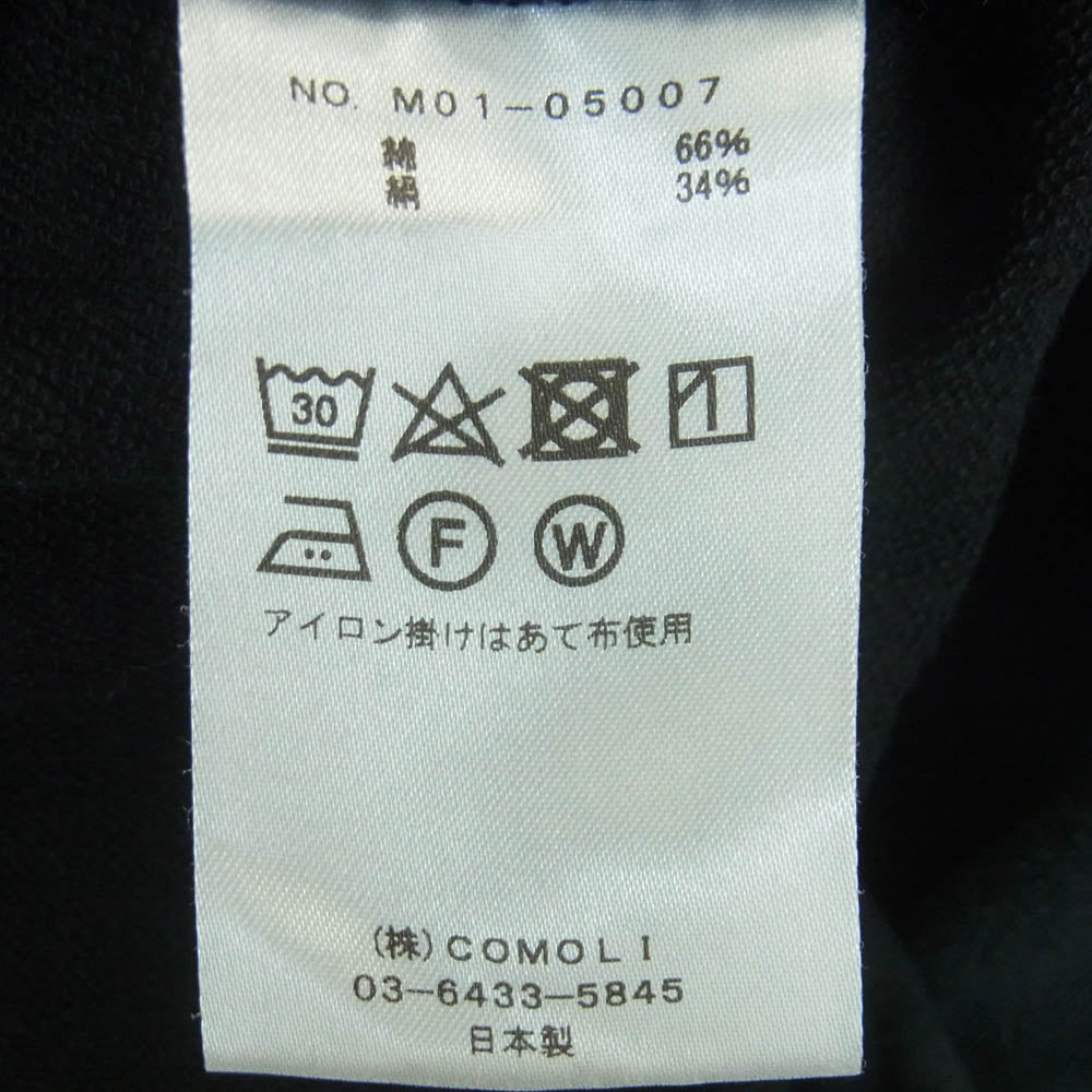 COMOLI コモリ 18SS M01-05007 コットン シルク 裏毛 ノースリーブ ベスト 日本製 ブラック系 2【中古】