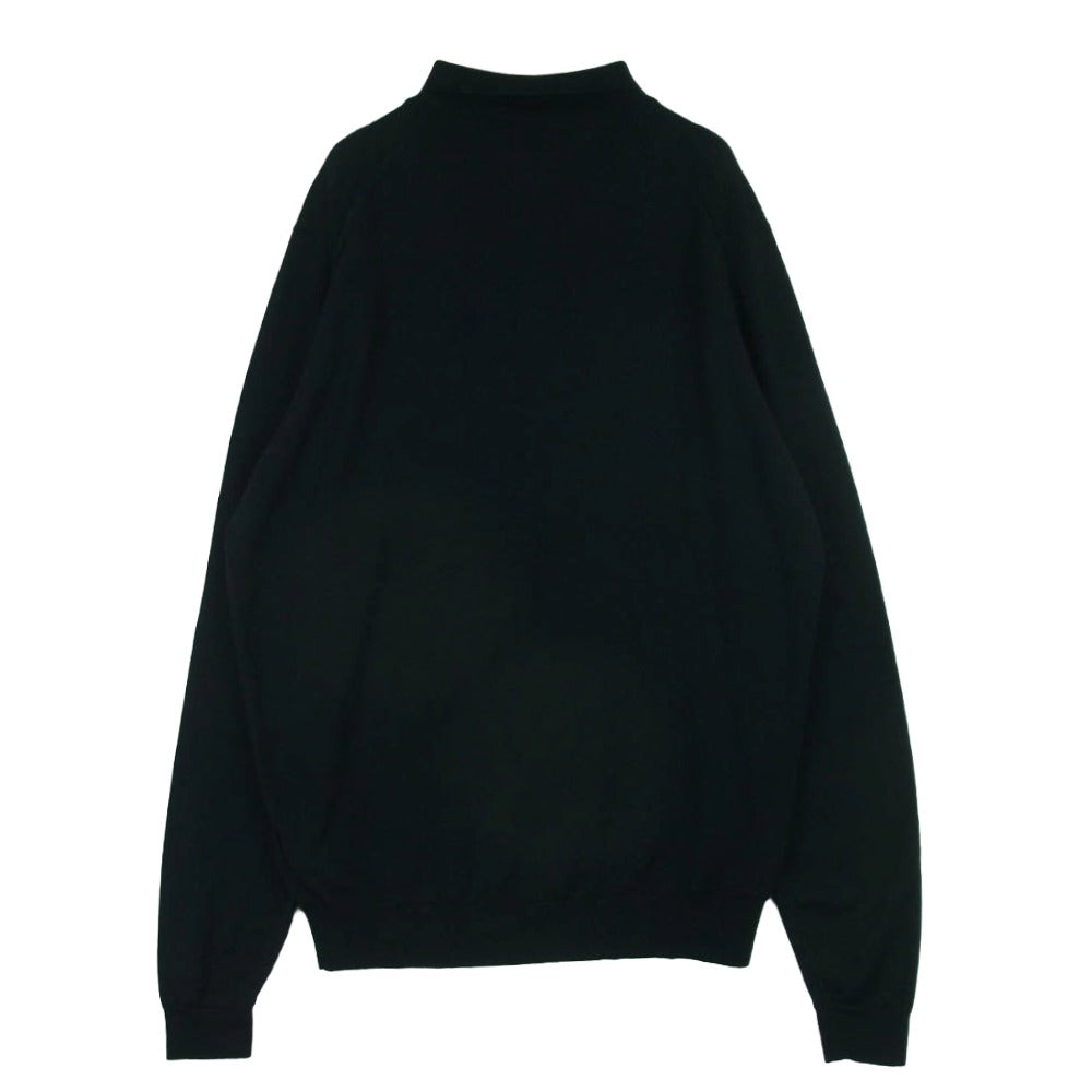 JOHN SMEDLEY ジョンスメドレー イングランド製 ウール 長袖 ポロシャツ ブラック系 XL【中古】