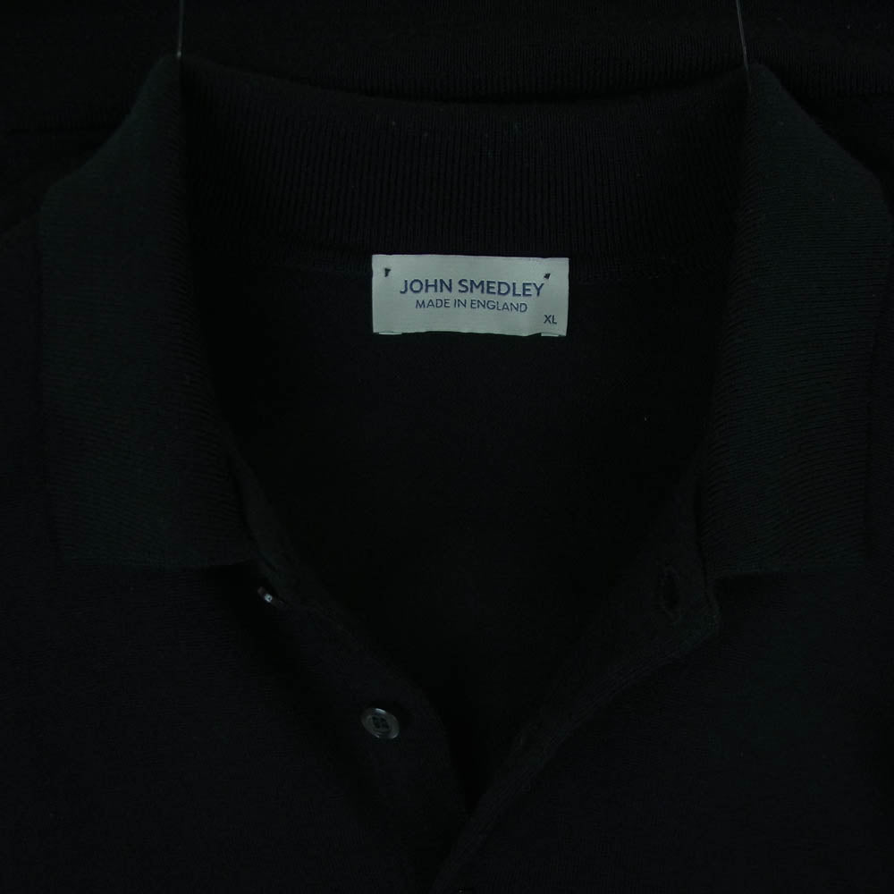 JOHN SMEDLEY ジョンスメドレー イングランド製 ウール 長袖 ポロシャツ ブラック系 XL【中古】