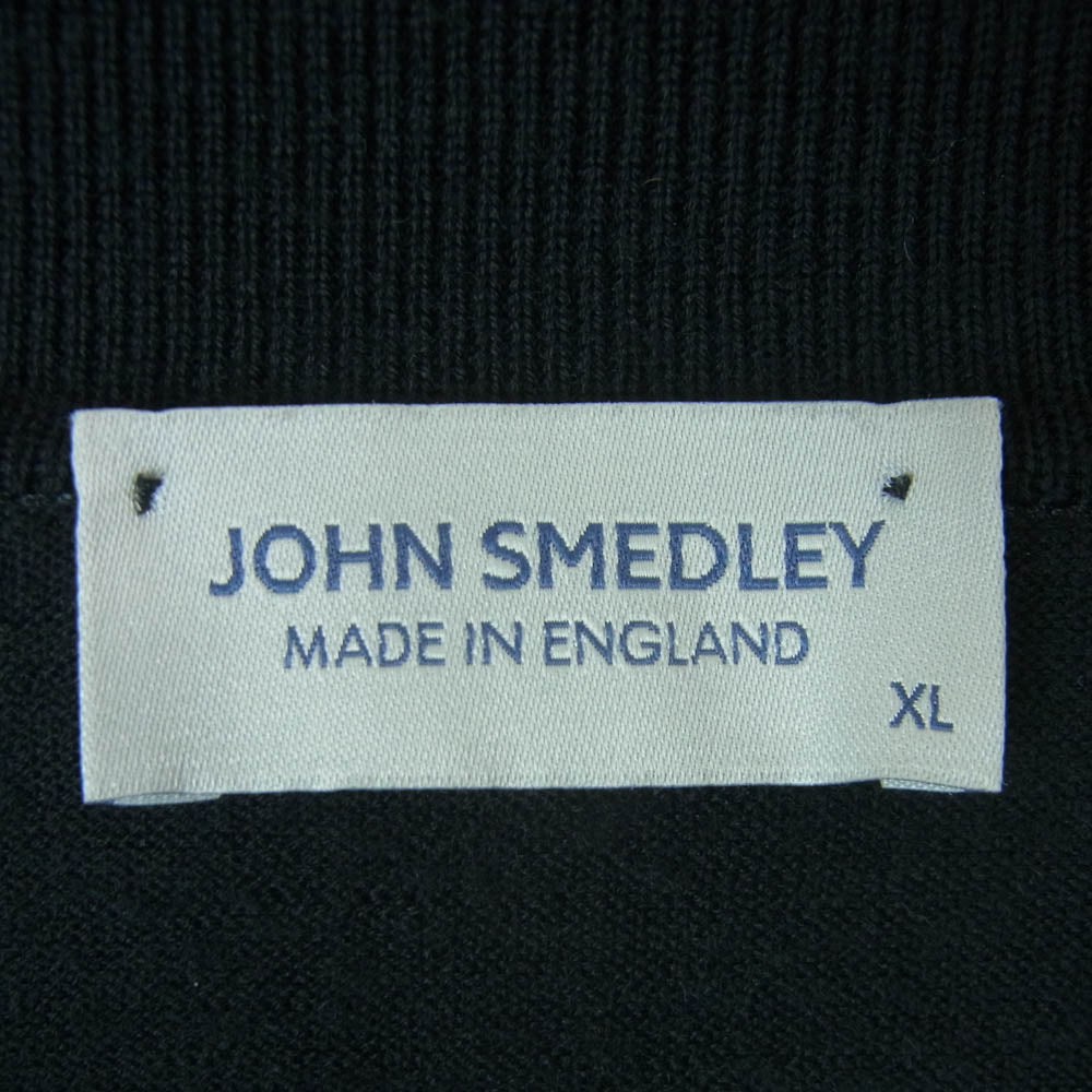 JOHN SMEDLEY ジョンスメドレー イングランド製 ウール 長袖 ポロシャツ ブラック系 XL【中古】