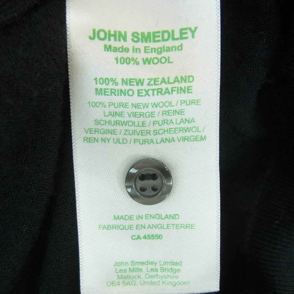 JOHN SMEDLEY ジョンスメドレー イングランド製 ウール 長袖 ポロシャツ ブラック系 XL【中古】