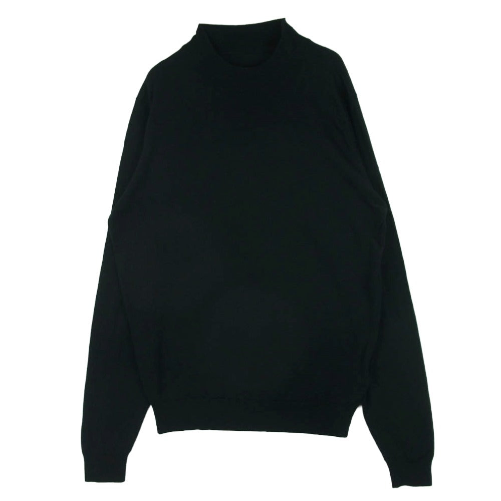 JOHN SMEDLEY ジョンスメドレー イングランド製 ウール モックネック 長袖 ハイゲージ ニット ブラック系 L【中古】