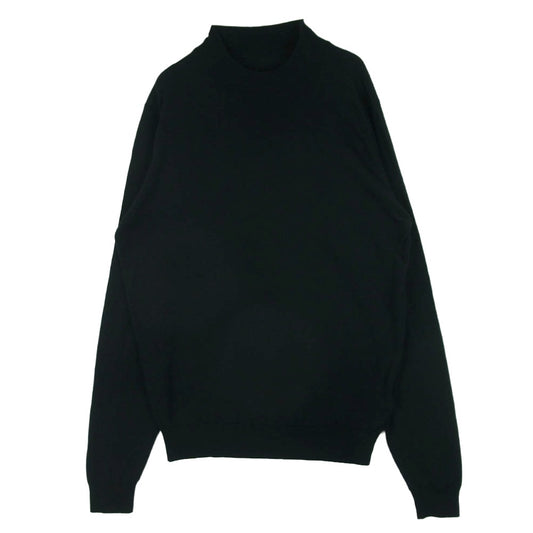 JOHN SMEDLEY ジョンスメドレー イングランド製 ウール モックネック 長袖 ハイゲージ ニット ブラック系 L【中古】