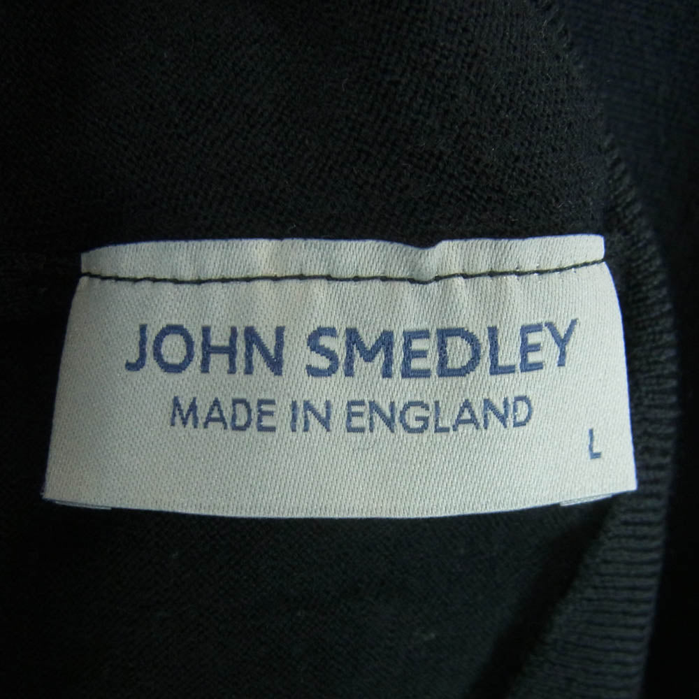 JOHN SMEDLEY ジョンスメドレー イングランド製 ウール モックネック 長袖 ハイゲージ ニット ブラック系 L【中古】
