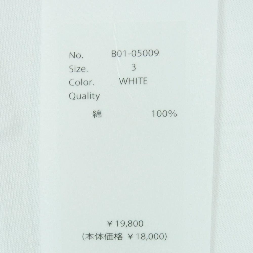 COMOLI コモリ 25SS B01-05009 コットン ジャージ 長袖 Tシャツ カットソー 日本製 ホワイト系 3【中古】