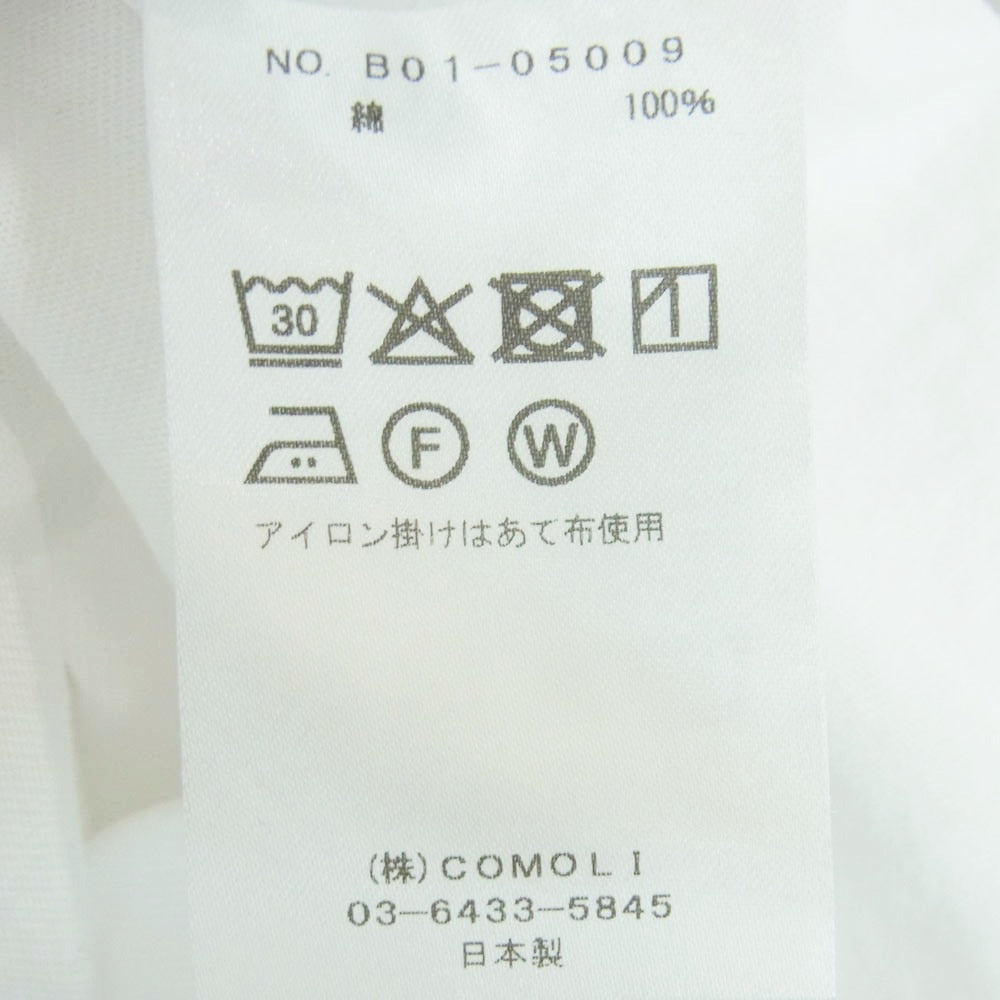 COMOLI コモリ 25SS B01-05009 コットン ジャージ 長袖 Tシャツ カットソー 日本製 ホワイト系 3【中古】