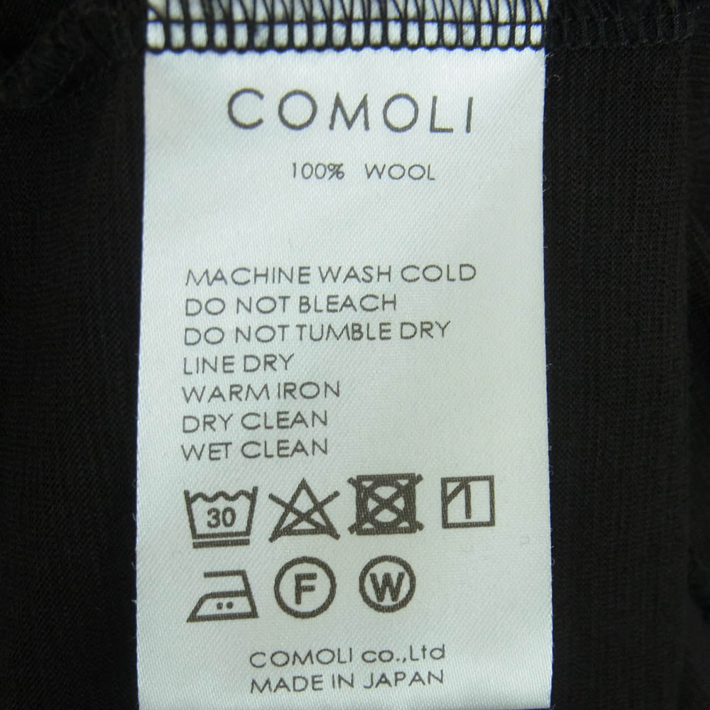 COMOLI コモリ 23ss X01-05013 サマーウール 天竺 半袖 Tシャツ ウール 日本製 ブラック系 2【中古】