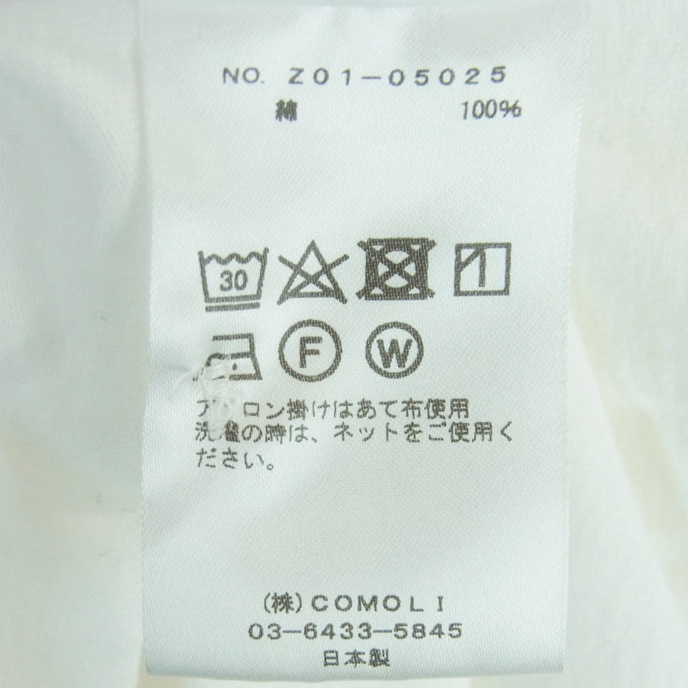 COMOLI コモリ 24ss Z01-05025 ジャージ プルオーバー 長袖 シャツ コットン 日本製 ホワイト系 2【中古】