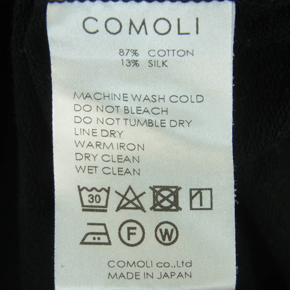 COMOLI コモリ 20SS R01-05002 Long Sleeve T shirt コットン シルク ロング スリーブ カットソー ブラック系 2【中古】