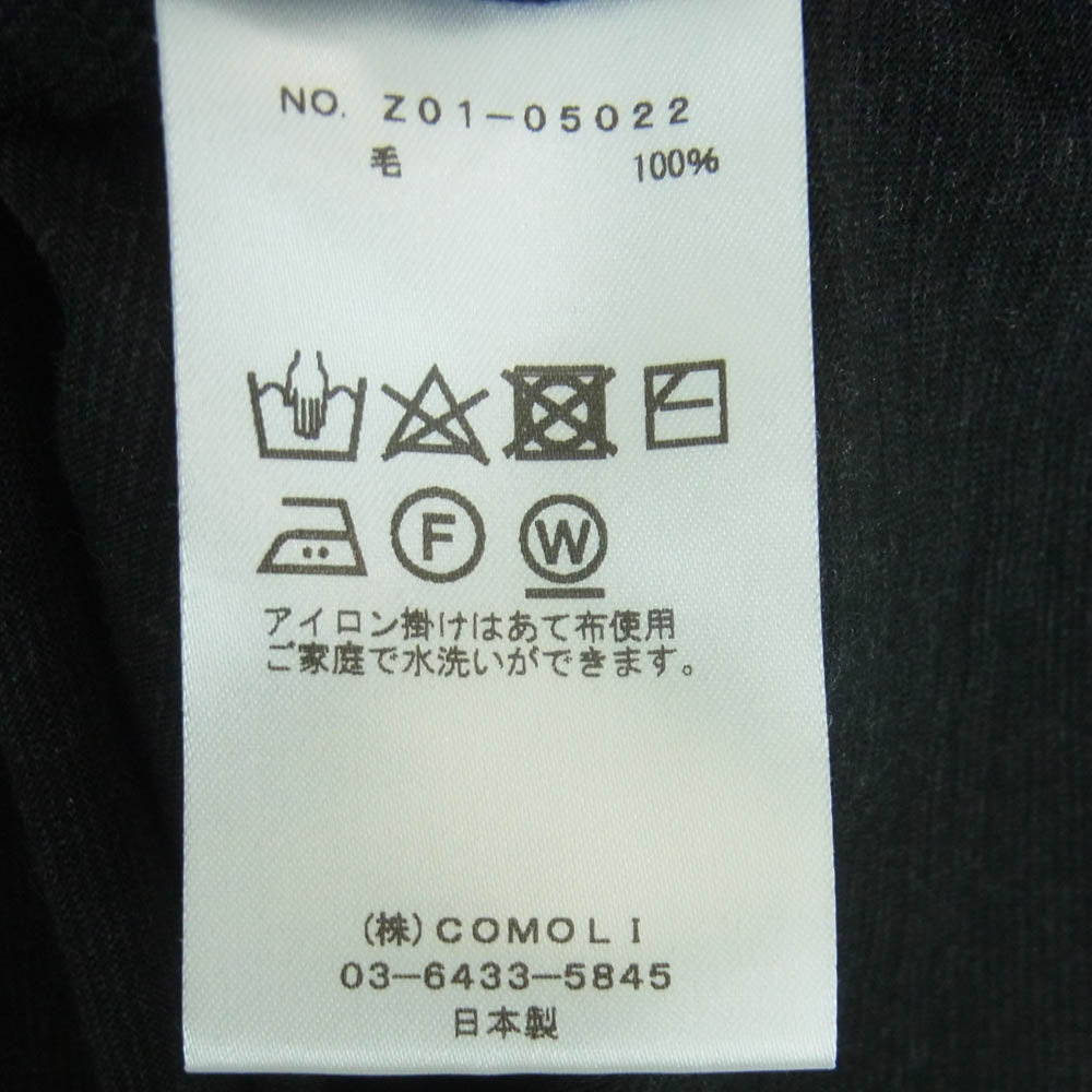 COMOLI コモリ 24SS Z01-05022 サマーウール 長袖 クルー Tシャツ 日本製 チャコール系 2【中古】