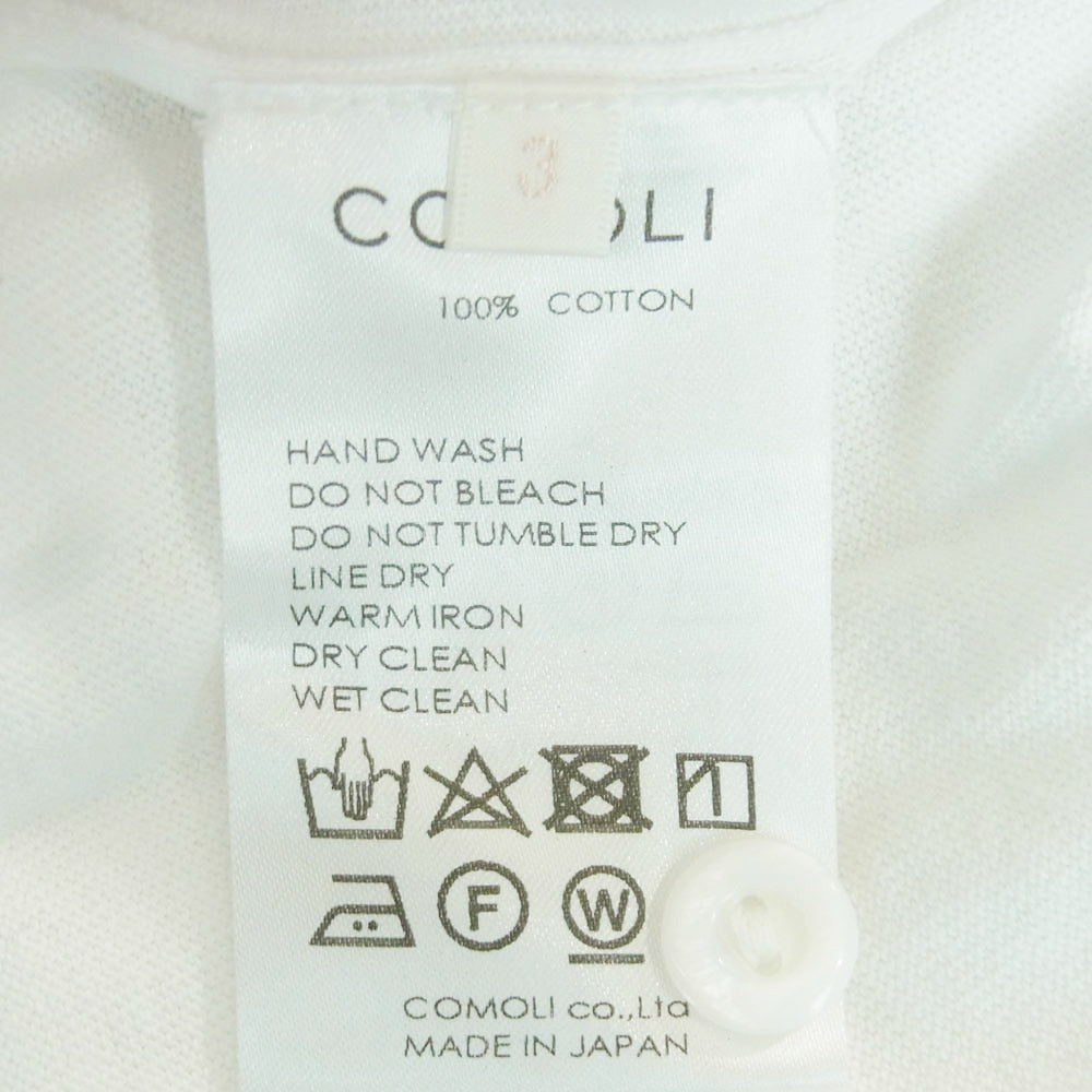 COMOLI コモリ 24ss Z01-06013 コットン ニット 長袖 ポロ シャツ 日本製 ホワイト系 3【中古】