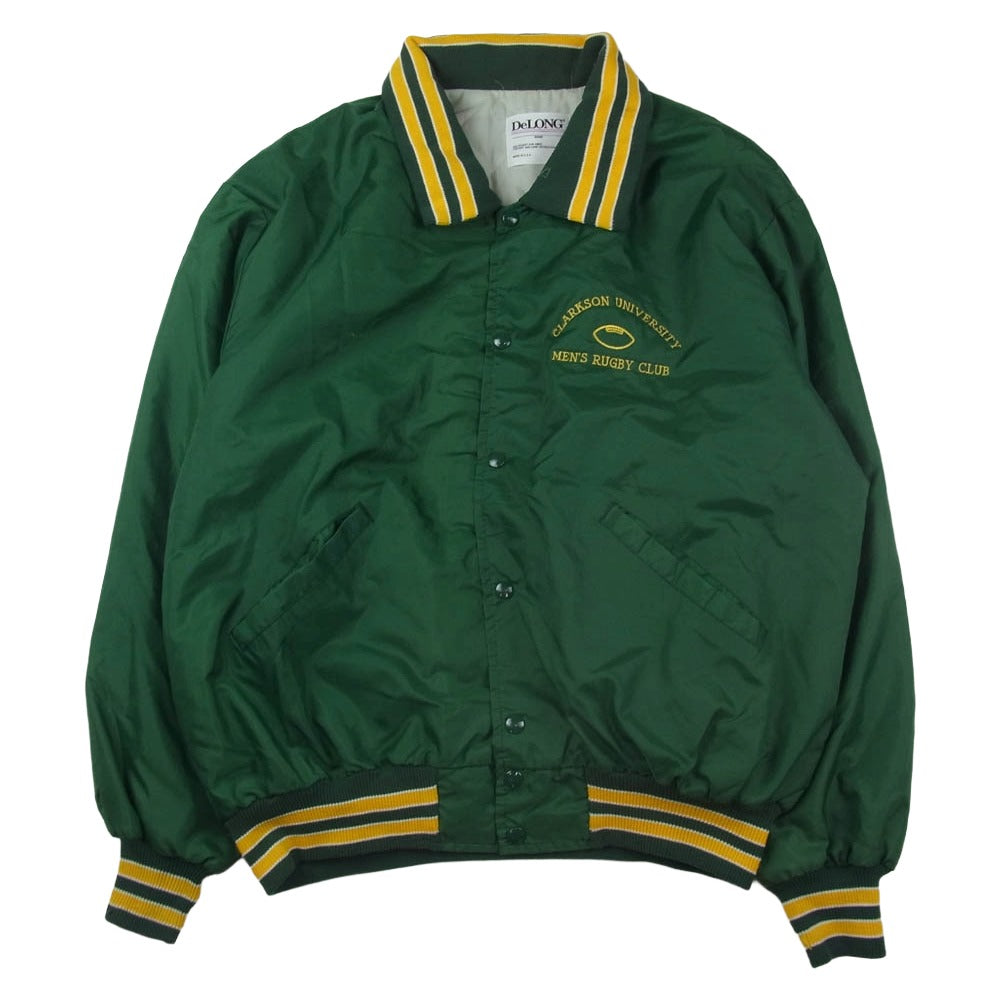 デロング 80～90’s USA製 バック刺繍 チーム ナイロンブルゾン スタジャン グリーン系 XXL【中古】