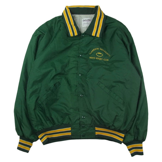 デロング 80～90’s USA製 バック刺繍 チーム ナイロンブルゾン スタジャン グリーン系 XXL【中古】