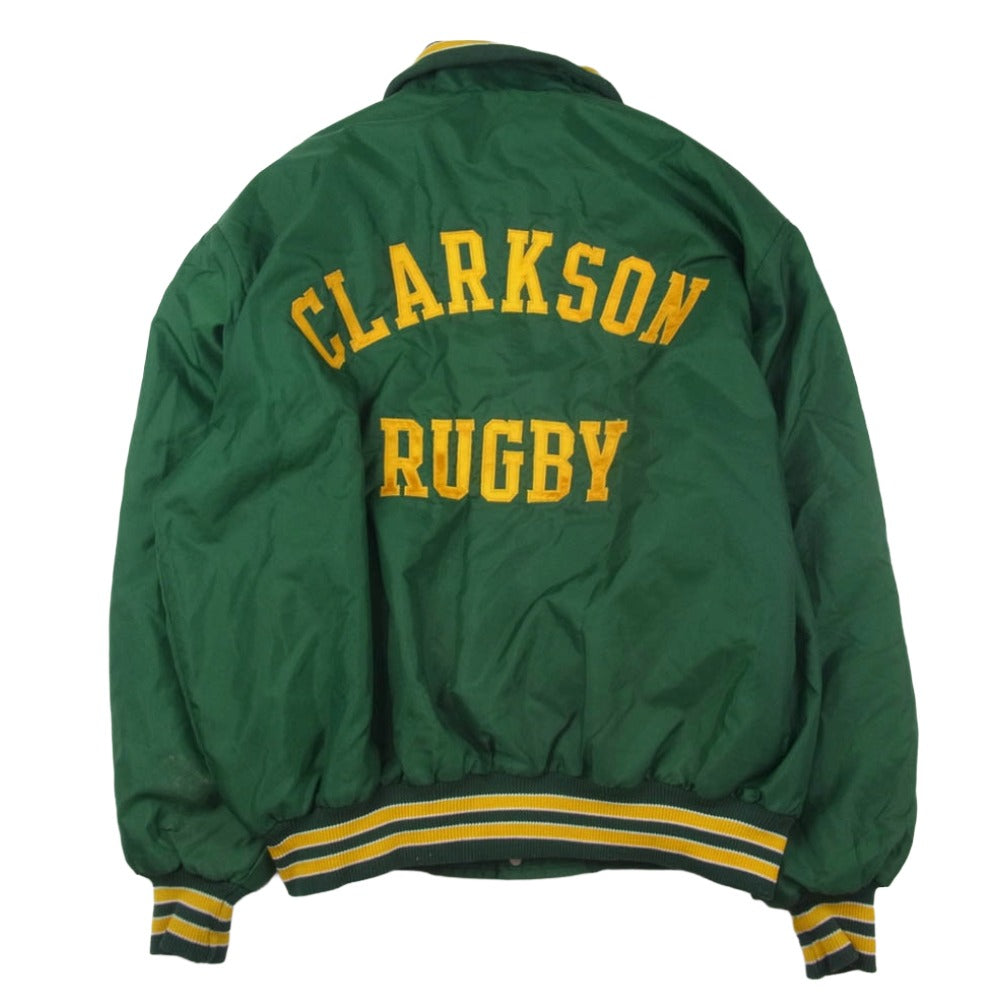 デロング 80～90’s USA製 バック刺繍 チーム ナイロンブルゾン スタジャン グリーン系 XXL【中古】