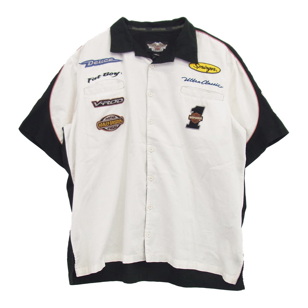 HARLEY DAVIDSON ハーレーダビッドソン ワッペン付 半袖ワークジャケット ホワイト系 3XL【中古】