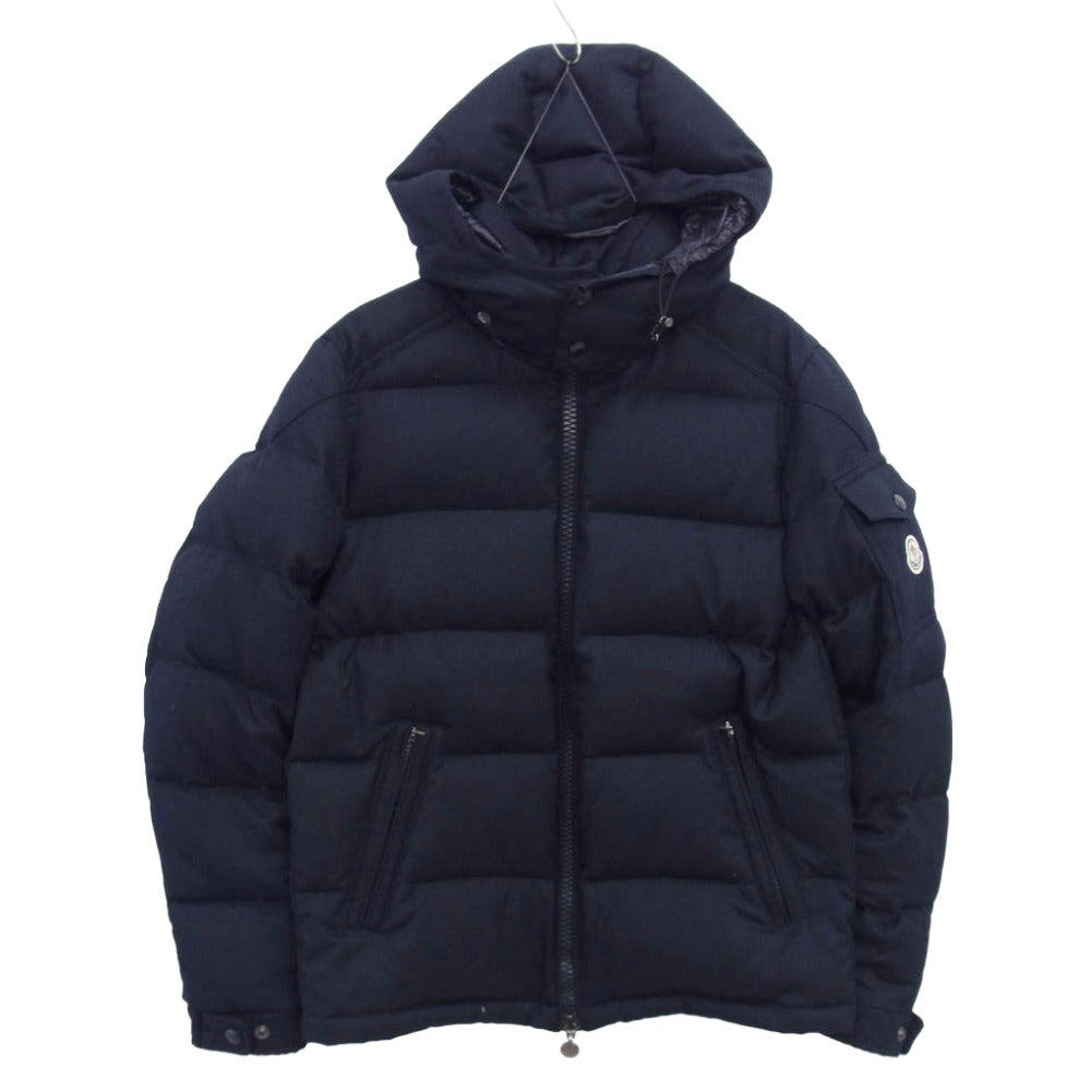 MONCLER モンクレール 420914033805 MONTGENEVRE モンジュネーブル ウール フーデッド ダウンジャケット ネイビー系 1【中古】