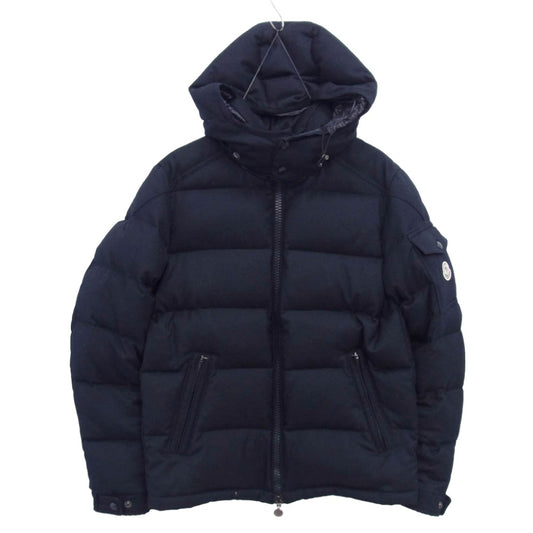 MONCLER モンクレール 420914033805 MONTGENEVRE モンジュネーブル ウール フーデッド ダウンジャケット ネイビー系 1【中古】