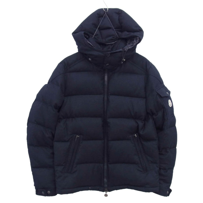 MONCLER モンクレール 420914033805 MONTGENEVRE モンジュネーブル ウール フーデッド ダウンジャケット ネイビー系 1【中古】