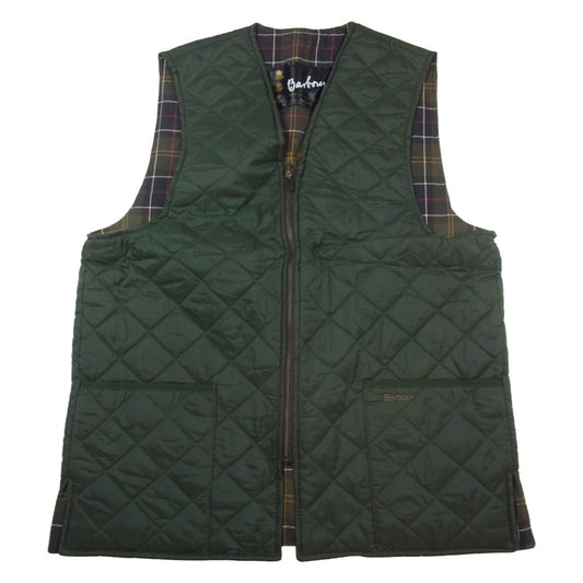 Barbour バブアー 25077 英国製 CLASSIC ZIP IN LINER クラシックジップインライナー キルティング ライナー ベスト カーキ系【中古】