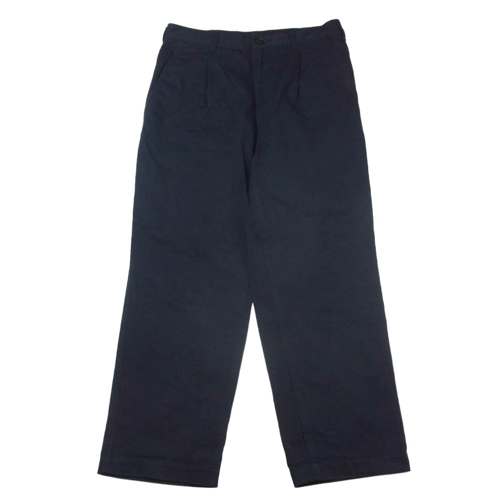 COMME des GARCONS HOMME コムデギャルソンオム 23AW HL-P028 1タック 1プリーツ コットンチノ ワークパンツ チノパンツ テーパード トラウザーズ ネイビー系 XS【中古】